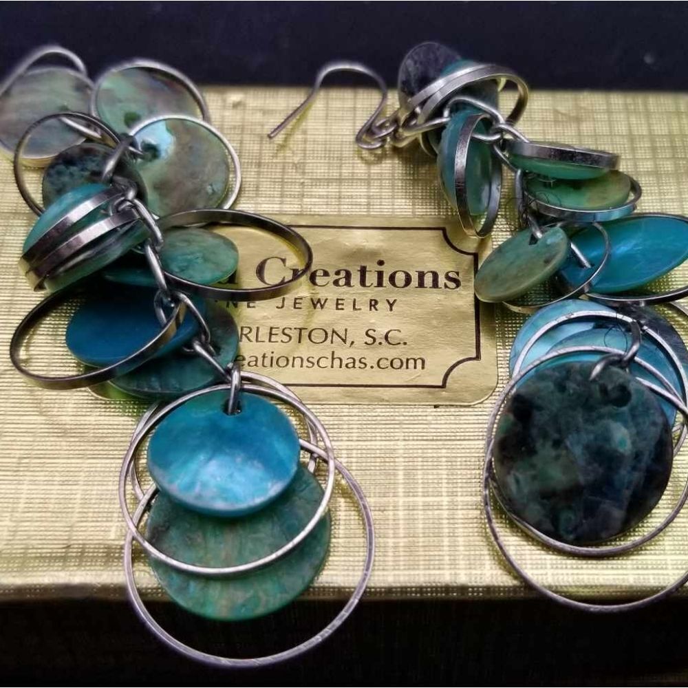 Mystic mermaid mother of pearl earrings E0160